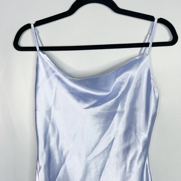New Cloud Ten Small S Blue Alaleh Satin Cowl Neck Mini Slip Dress Wrap Detail - Picture 3 of 12